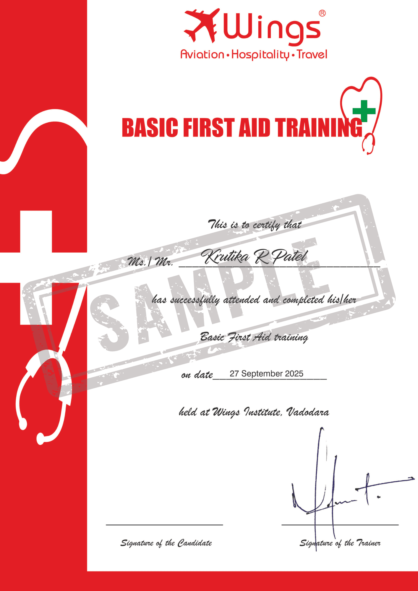 First Aid Training Certificate