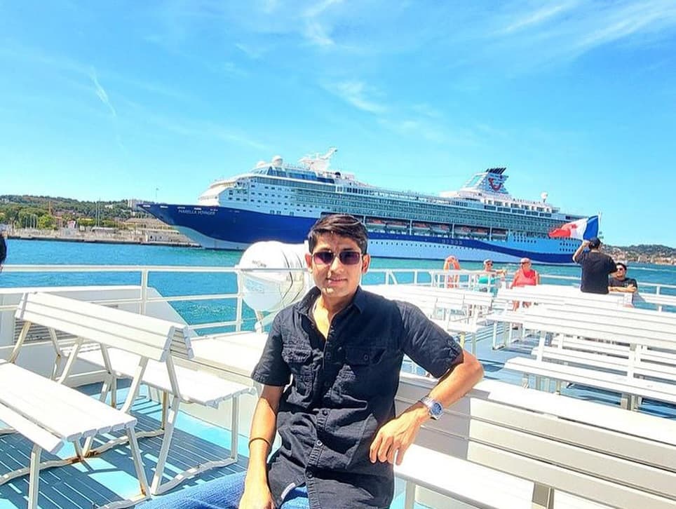 Pushkar Taylor, Wings Institute alumnus working as British Cruise Line at Marella Voyager