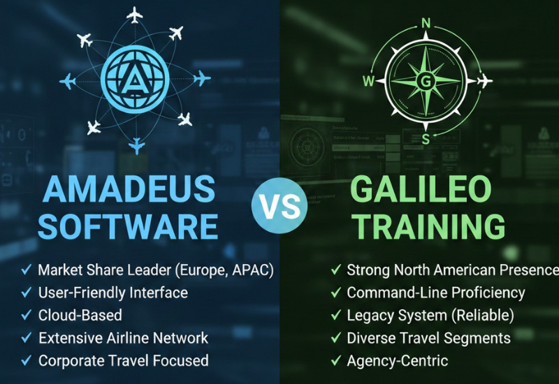 Amadeus vs Galileo: Which GDS Should You Learn? Complete Amadeus Software & Galileo Training Comparison 2026 - Travel & Tourism career guide from Wings Institute Vadodara Gujarat
