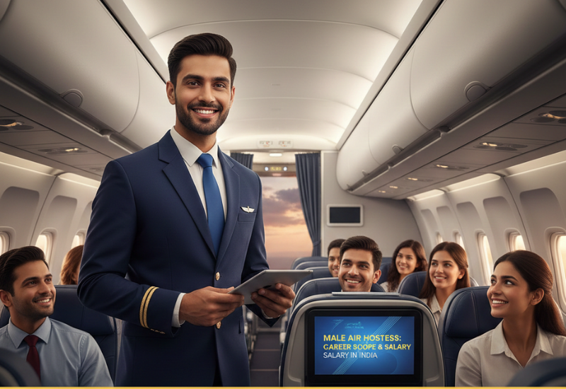 Male Cabin Crew Career & Salary India 2026 | Flight Steward Jobs Guide - Cabin Crew career guide from Wings Institute Vadodara Gujarat