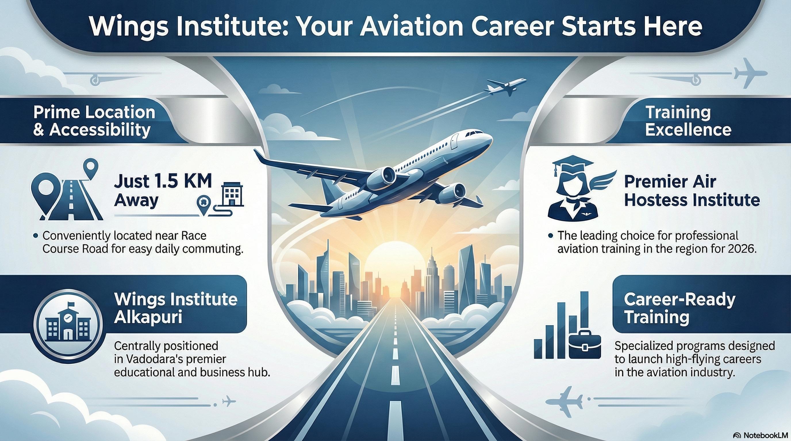 Air Hostess Training Near Race Course Road Vadodara: 1.5 km - Cabin Crew career guide from Wings Institute Vadodara Gujarat